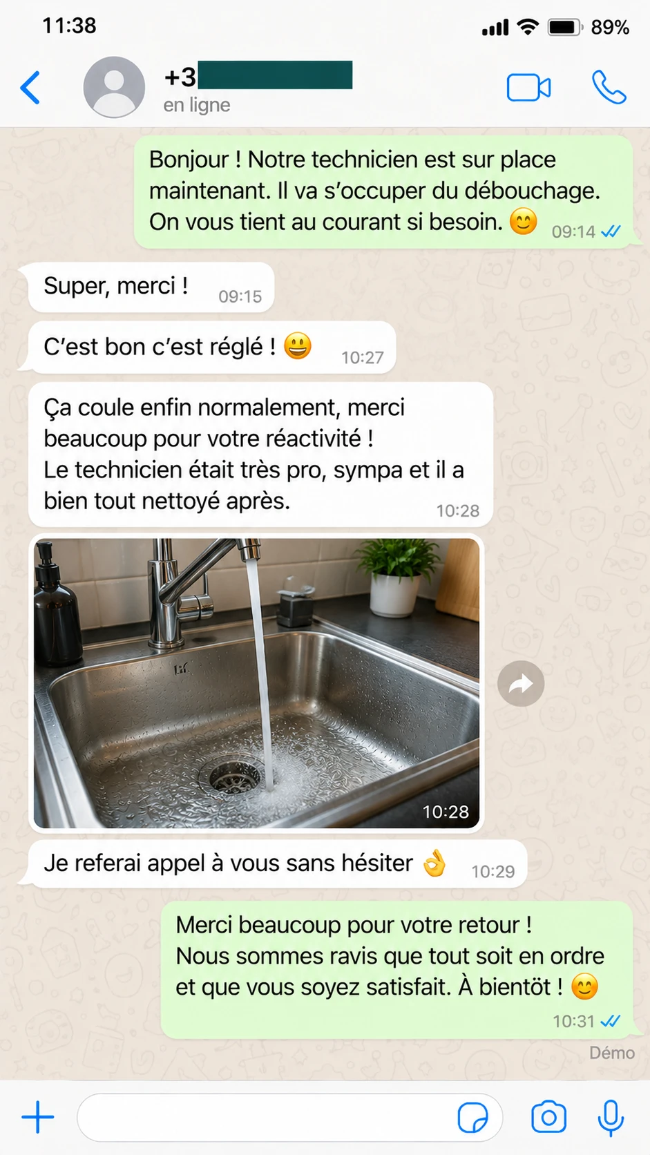 Capture d’un message d’un client