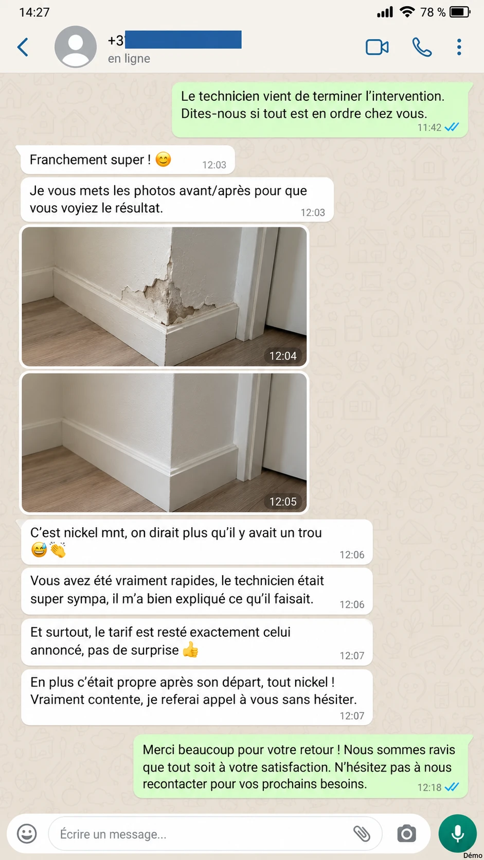Capture d’un message d’un client