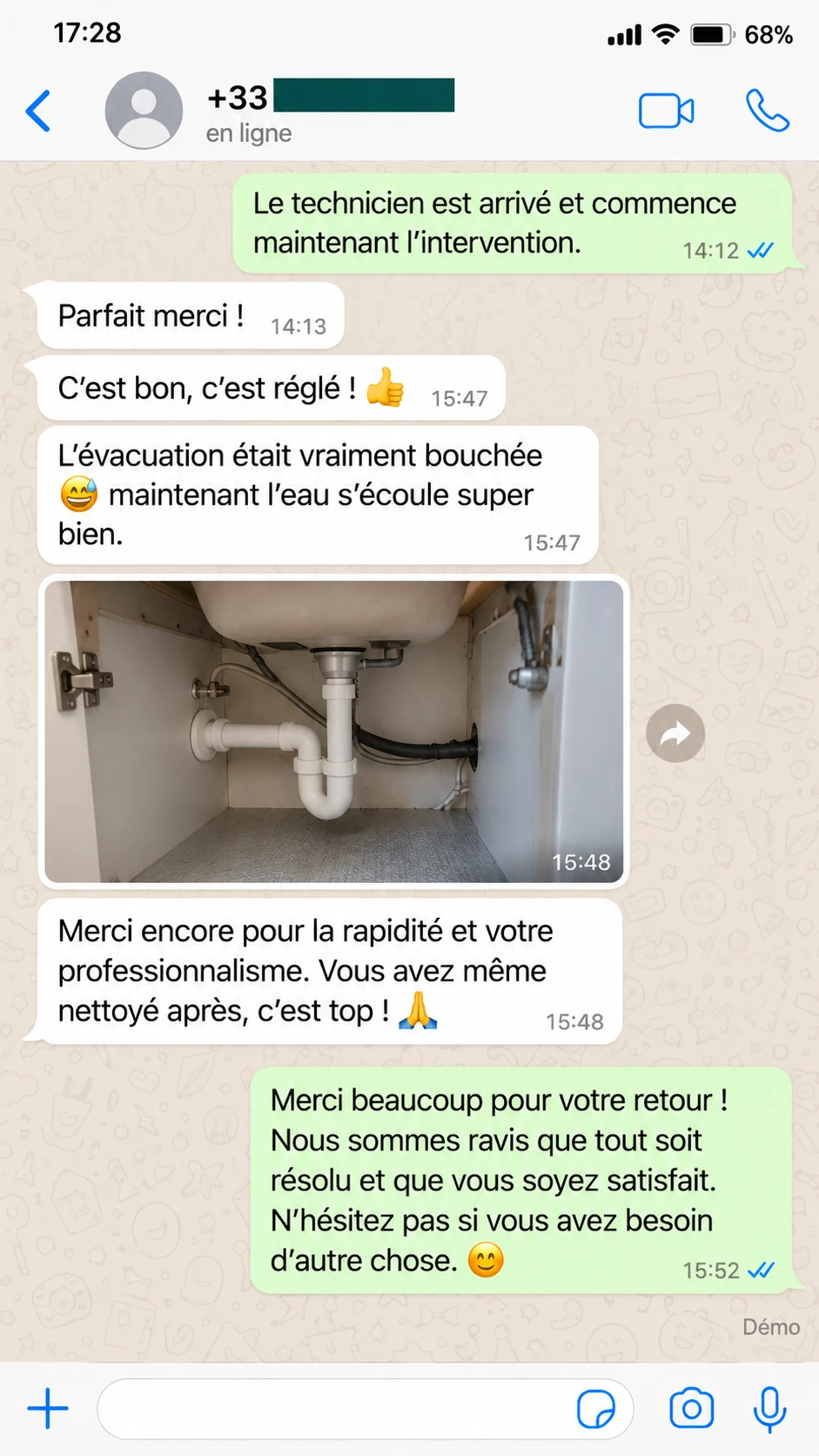 Capture d’un message d’un client
