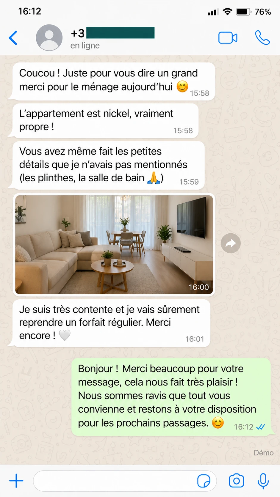 Capture d’un message d’un client